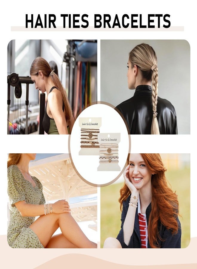 Yolev 10 Pcs Hair Tie Bracelets for Women Boho Hair Ties for Thin Hair 5 Styles No Damage Ponytail Holders Elastic Hair Bands Light Coffee Colors Braided Hair Ties Bracelet Hair Ties Boho Hair Accessories - Image 5